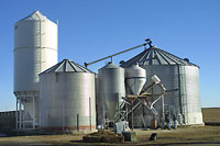 Full view of grain bins