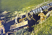 Photo of overturned tractor