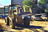 Photo of fork lift in salvage yard