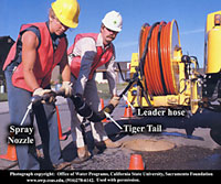 Photo of workers holding jetvac hose