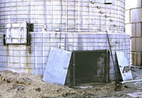 Photo of open doorway in grain bin