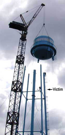  crane hoisting tank